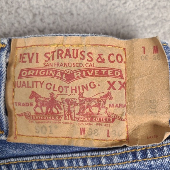 Vintage Levi's 501 Jeans‎ Mens 37x30.5 Blue Button Fly Red Tab Denim Medium Wash - Picture 10 of 16
